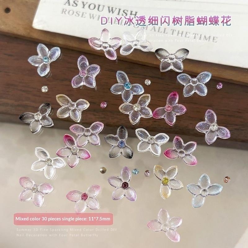 Resin Art Using Flowers - 30 قطعة من زينة الأظافر ثلاثية