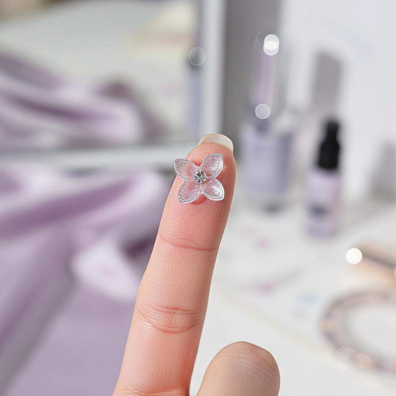Resin Art Using Flowers - زينة أظافر ثلاثية الأبعاد على شكل