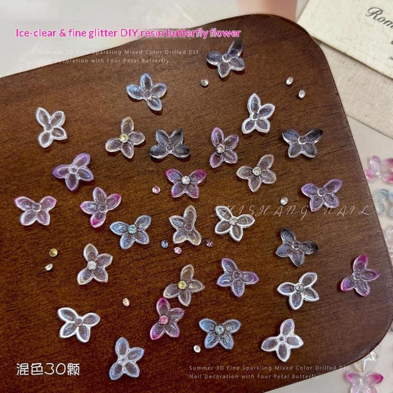 Resin Art Using Flowers - زينة أظافر ثلاثية الأبعاد من الراتنج