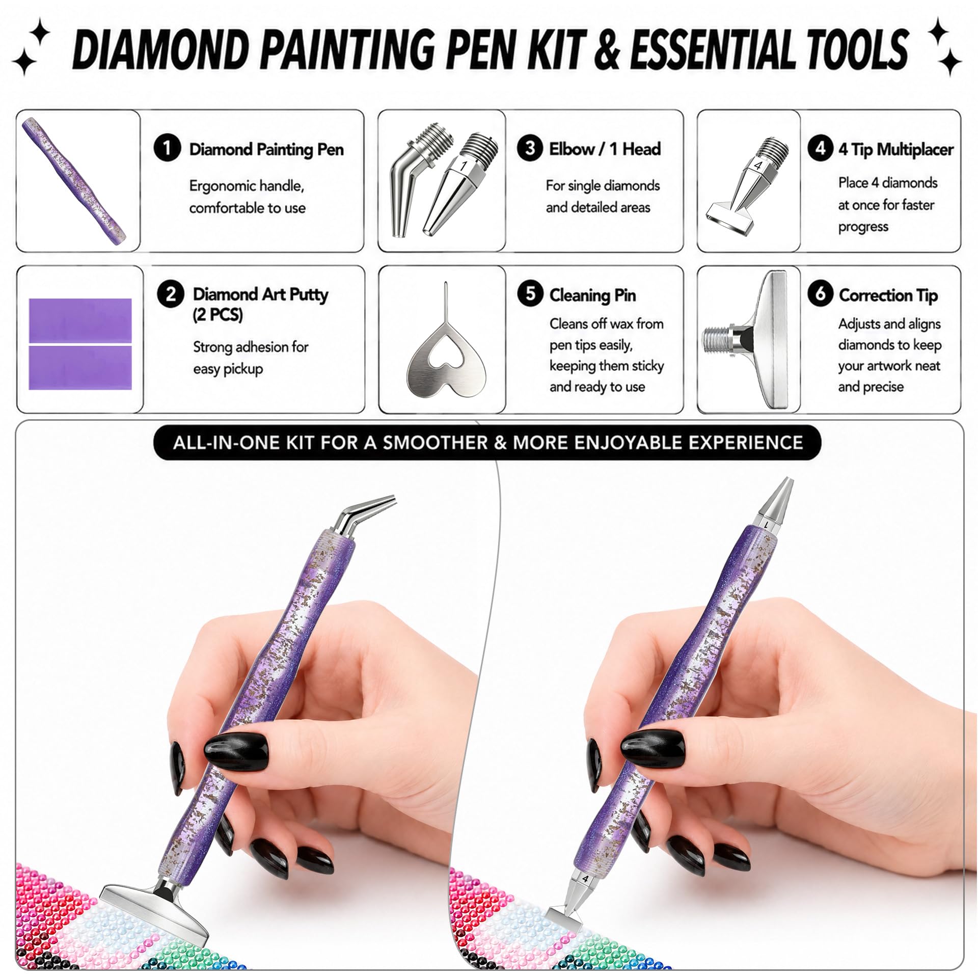 قلم فني للرسم بالألماس، ذو طرف - مراجعة Resin Art Painting وسعره