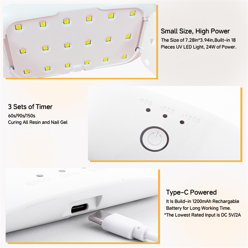 24 واط USB قابلة للشحن الأشعة  - مراجعة Uv Lamp Nail Resin وسعره